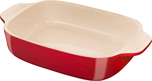 STAUB Auflaufform Groß aus Keramik - Für Lasagne, Tiramisu & Auflauf - Eckig - Ofenfest (Rot klein (20x16cm 0.6 L)) von STAUB