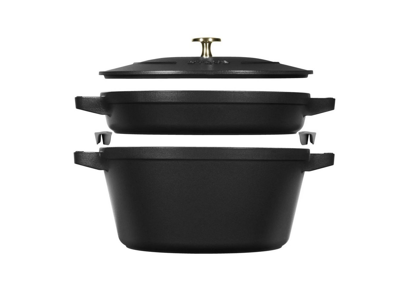 Staub Kochtopf Staub La Cocotte Kochtopfset, 2-tlg rund Gusseisen Schwarz Kochtopf Topf, (2-tlg) von Staub