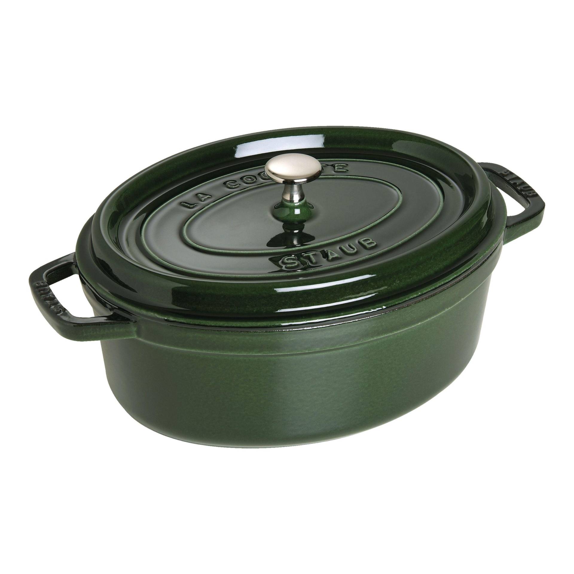 Staub La Cocotte 29 cm, oval, Basilikum-Grün, Gusseisen von Staub