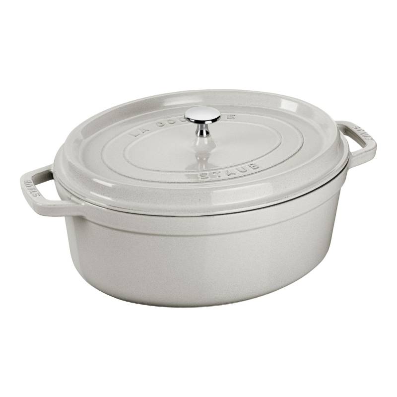 Staub La Cocotte 33 cm, oval, Weisser Trüffel, Gusseisen von Staub