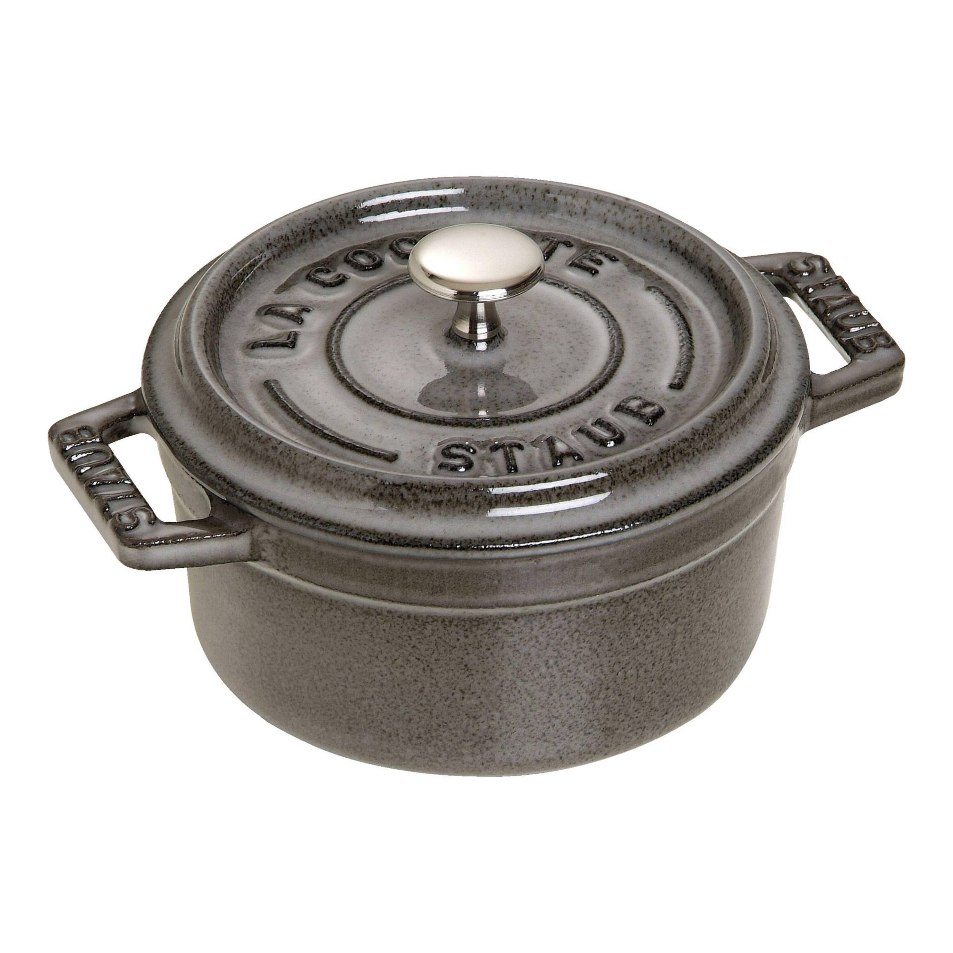 Staub La Cocotte Mini 10 cm, rund, Graphit-Grau, Gusseisen von Staub