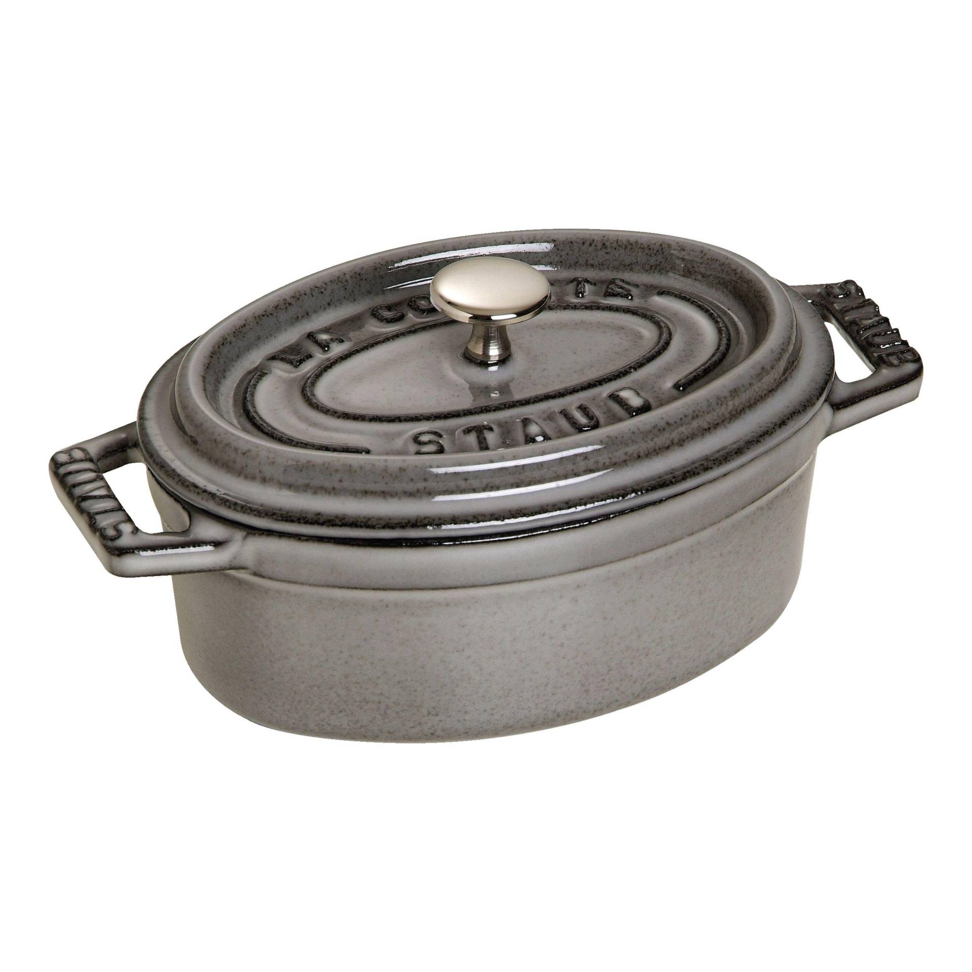 Staub La Cocotte Mini 11 cm, oval, Graphit-Grau, Gusseisen von Staub