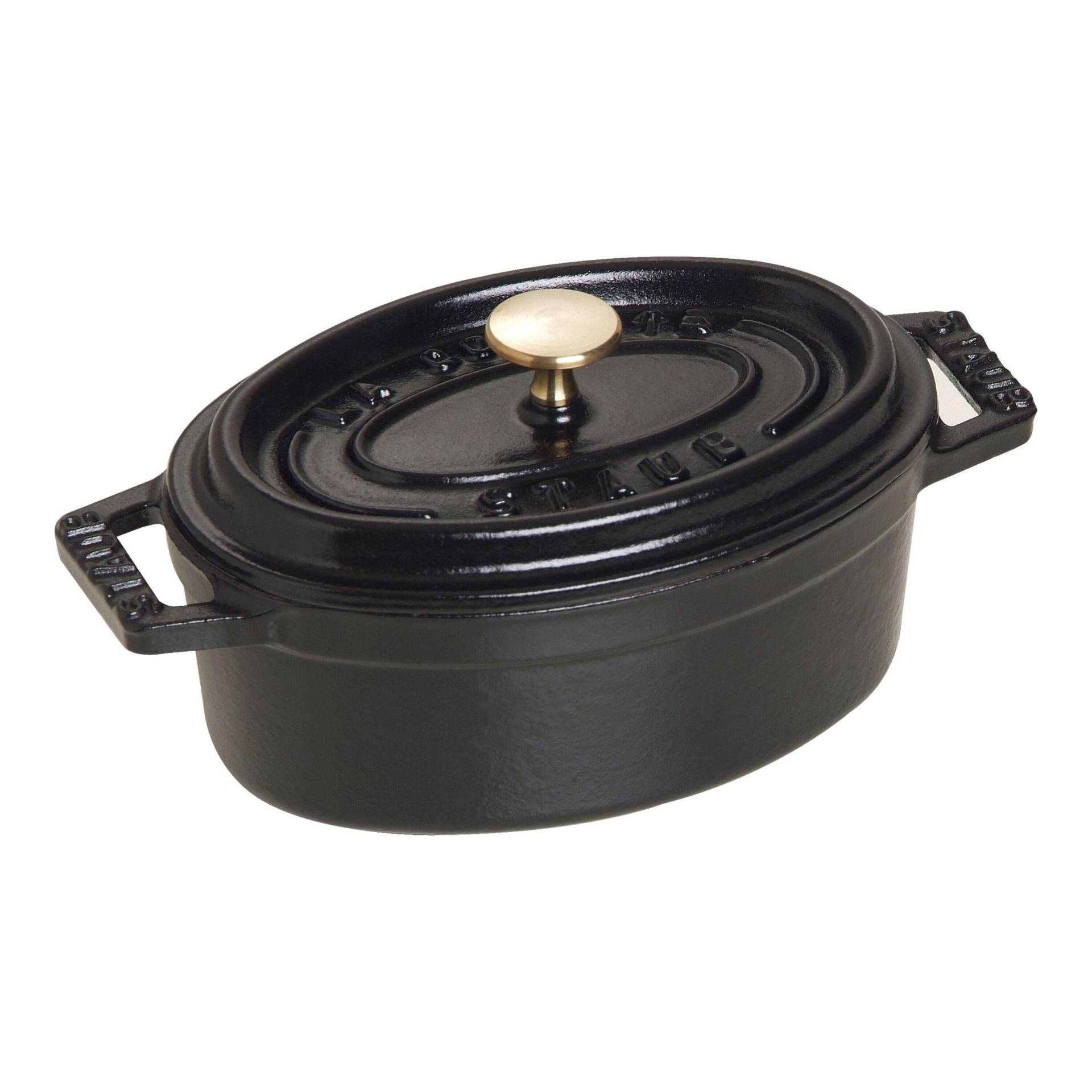 Staub La Cocotte Mini 11 cm, oval, Schwarz, Gusseisen von Staub