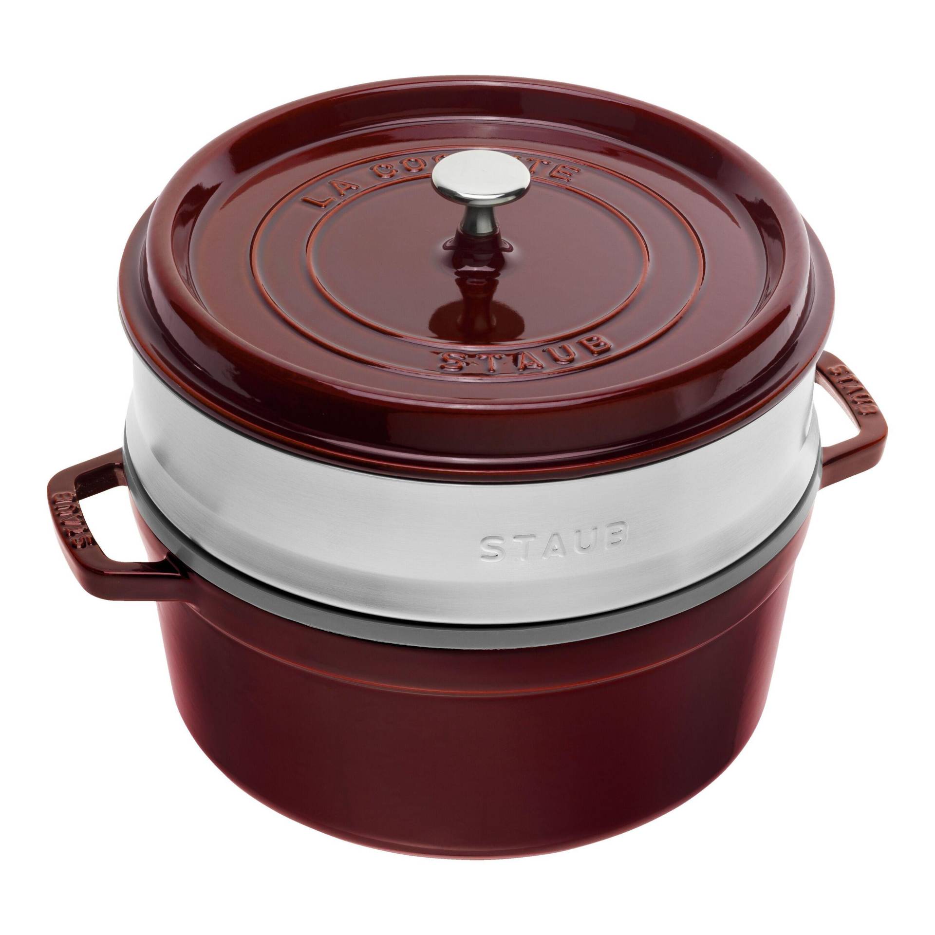 Staub La Cocotte mit Dämpfeinsatz 26 cm, rund, Grenadine-Rot, Gusseisen von Staub