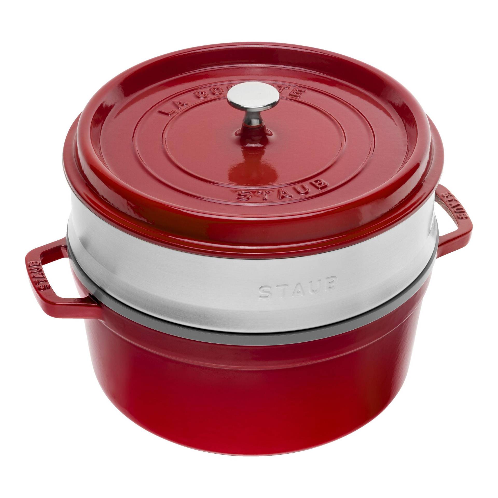 Staub La Cocotte mit Dämpfeinsatz 26 cm, rund, Kirsch-Rot, Gusseisen von Staub