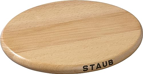 STAUB Magnetischer Untersetzer aus Holz, oval, 15x11 cm, Für alle magnetischen Töpfe und Pfannen, Buche von STAUB