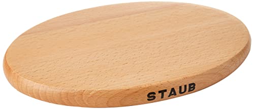 STAUB Magnetischer Untersetzer aus Holz, oval, 21x15 cm, Für alle magnetischen Töpfe und Pfannen, Buche von STAUB