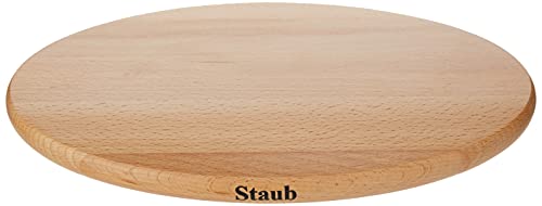 STAUB Magnetischer Untersetzer aus Holz, oval, 29x20 cm, Für alle magnetischen Töpfe und Pfannen, Buche von STAUB