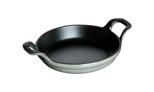 STAUB Auflaufform, rund mit 2 Griffen, 12 cm, 0,25 L, Gusseisen, für alle Herdarten, stapelbar, Graphitgrau von STAUB