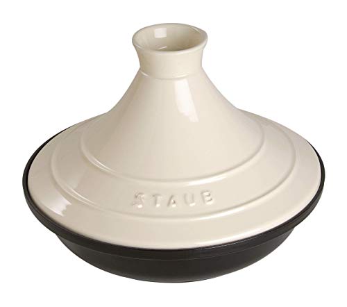 STAUB Tajine, 20 cm, Gusseisen, mit Deckel aus Keramik, für traditionelle marokkanische Gerichte, Schwarz/Creme STAUB Tajine, 20 cm, Gusseisen, mit Deckel aus Keramik, für traditionelle marokkanische Gerichte, Schwarz/Creme von STAUB