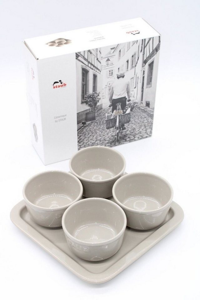 Staub Tapas-Schale Set Dipschalen Tablett Keramik Auflaufformen 21,5 x 21,5cm 0,15L [4er], Leicht zu reinigen dank emaillierter Oberfläche,Leicht stapelbar von Staub