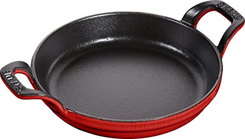 STAUB Auflaufform, rund mit 2 Griffen, 16 cm, 0,4 L, Gusseisen, für alle Herdarten, stapelbar, Kirschrot von STAUB