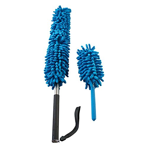 Staubwedel-Set mit Teleskop-Stiel und flexiblen Köpfen (Blau) von StaubWunder