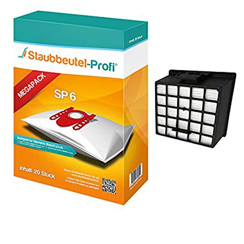 20 Staubsaugerbeutel + 1 Hepafilter geeignet für Siemens VSZ31455, VSZ31456, VS06G2410, VS06.. (SP 6) von Staubbeutel-Profi® von Staubbeutel-Profi