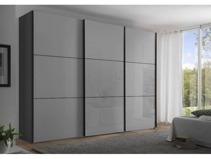 Schwebetürenschrank STAUD Includo Glas, Made in Germany , grau (hellgrauglas), B:298cm H:222cm T:68cm, Holzwerkstoff, Schränke von Staud