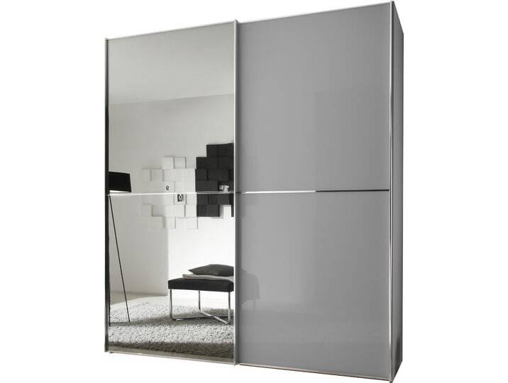 Schwebetürenschrank STAUD Sinfonie Plus, edles Design in hochwertiger Qualität, Made in Germany , grau (hellgrauglas), B:225cm H:222cm T:68cm, Holzwerkstoff, Schränke, Glas und Spiegel-Frontkombination mit vier Ausstattungsvarianten von Staud