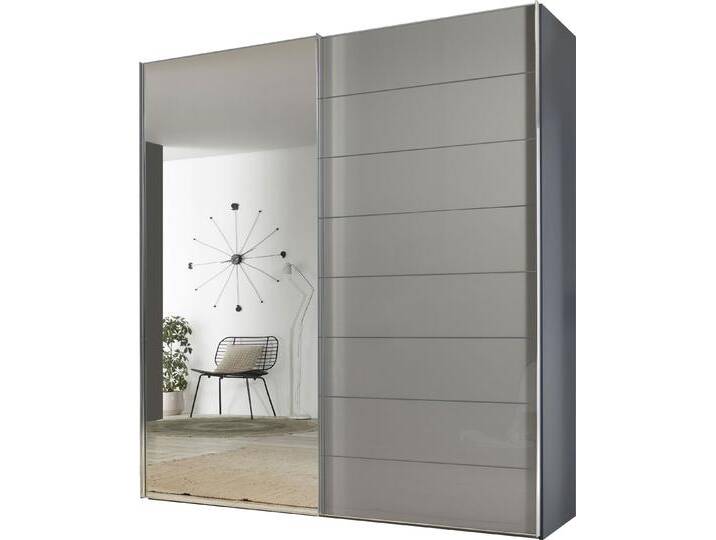 Schwebetürenschrank STAUD Sonate Como mit Spiegel, Made in Germany , grau (saphirglas), B:200cm H:222cm T:68cm, Holzwerkstoff, Schränke, Mit vier verschiedenen Ausstattungsvarianten von Staud