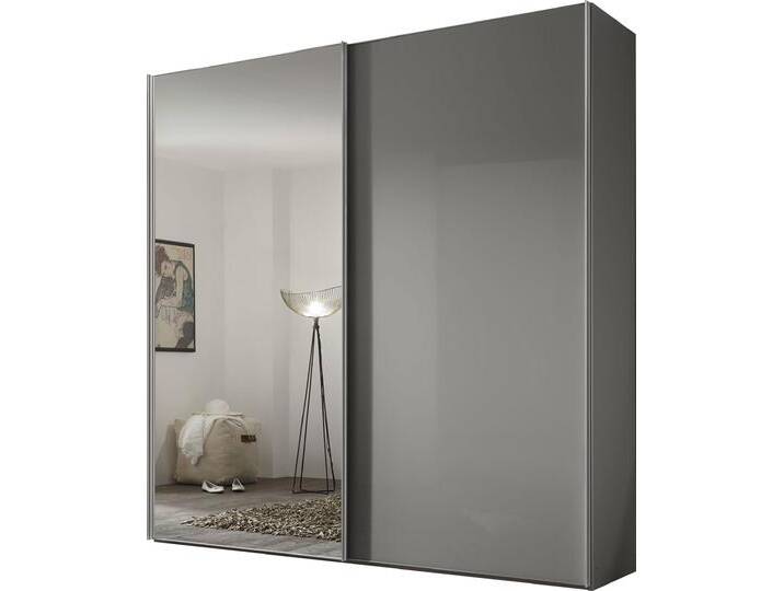Schwebetürenschrank STAUD Sonate Rom mit Spiegel, Made in Germany , grau (saphirglas), B:188cm H:240cm T:68cm, Holzwerkstoff, Schränke, Mit vier verschiedenen Ausstattungsvarianten von Staud