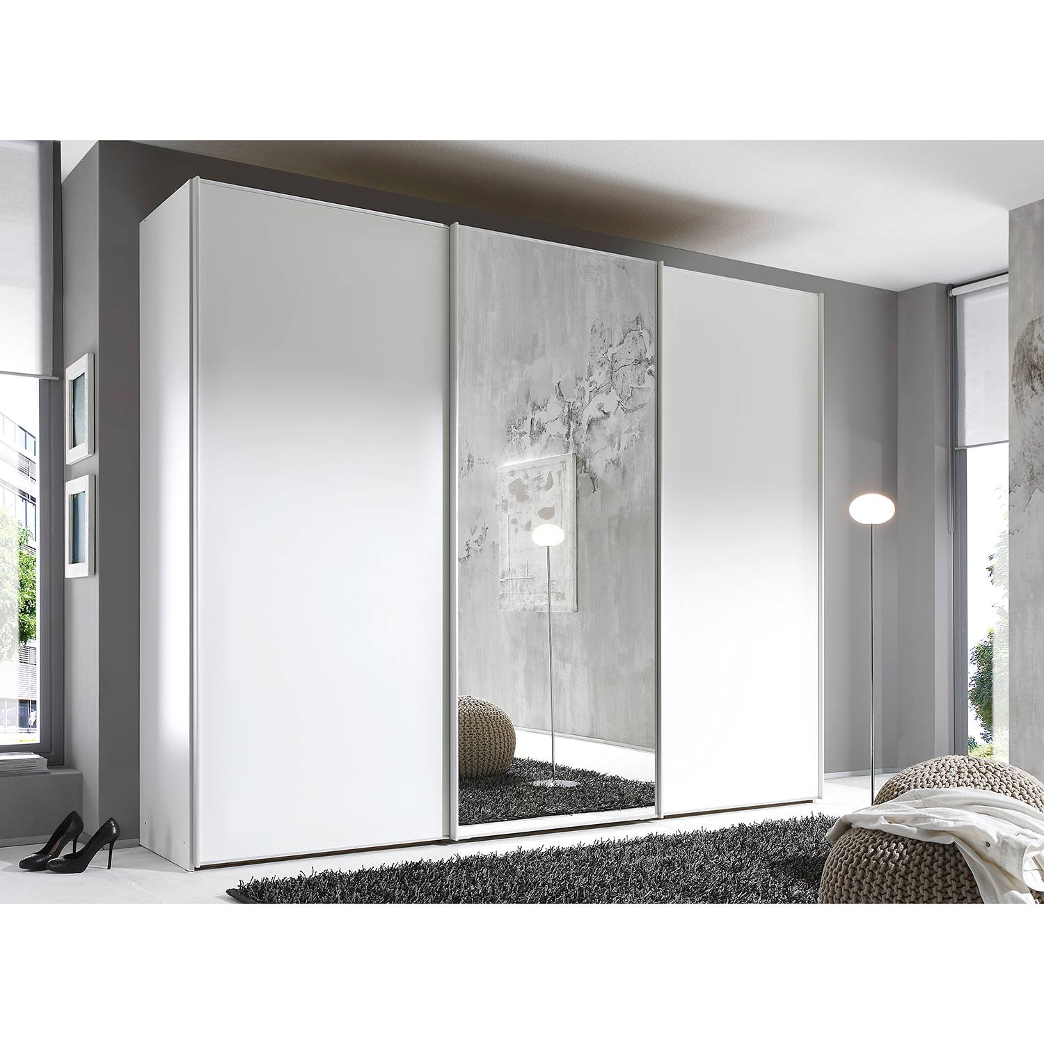 home24 Schwebetürenschrank Typ D 249 x 222cm Weiß/Weiß Premium Silber home24 Schwebetürenschrank Typ D 249 x 222cm Weiß/Weiß Premium Silber von home24