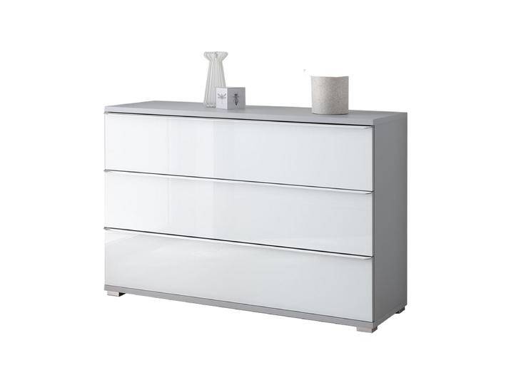 Staud Möbel Rubin Schubkastenkommode mit 3 Schubkästen Korpus in Dekor Front vollverglast mit Griffleisten optional mit Glas-Oberplatte von Staud