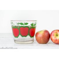 Kleiner Vintage Glaseimer - Apfelmuster Eiskübel Klarglas Blumentopf Apfel Übertopf Servierschale Küchendekor Kolonie von StayGoldVintageCo