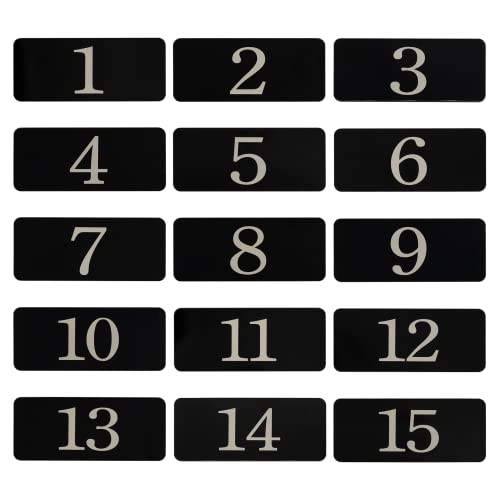 Rechteckiger Aufkleber für Schließfächer, Kunststoff, nummeriert, Raumnummer, Tischnummer (1-10, schwarz) von StayMax