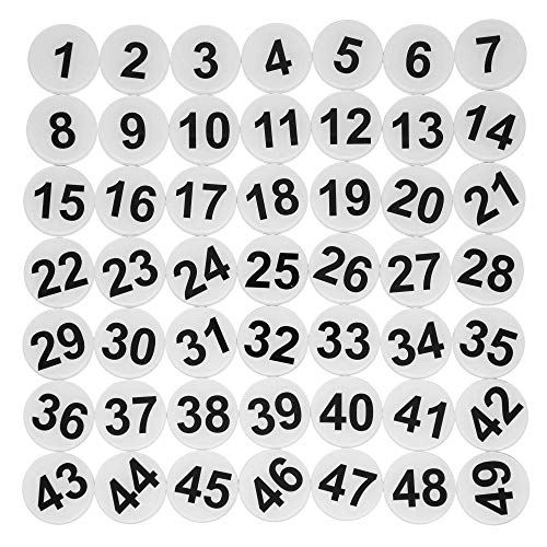 Rundes Spind Zahlenanhänger Aufkleber Zimmernummer Türschild mit Selbstklebeband (1-50, Weiß) von StayMax
