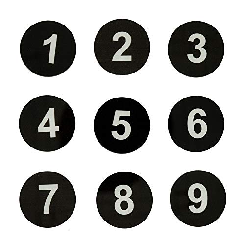 Runder Spind Zahlenanhänger Aufkleber Zimmernummer Türschild mit Selbstklebeband (1-25, Schwarz) von StayMax