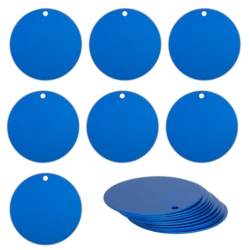 StayMax 5,1 cm runde eloxierte Aluminium-Gravurrohlinge Tags Stanzrohlinge 25 Stück (blau) von StayMax