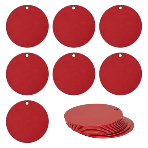 StayMax 5,1 cm runde eloxierte Aluminium-Gravurrohlinge Tags Stanzrohlinge 25 Stück (rot) von StayMax