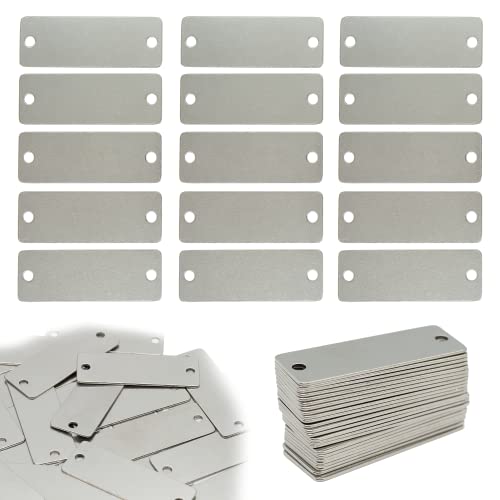 StayMax 50 Stück Edelstahl blanko Tags Gravur Rohlinge Rechteck Stanzrohlinge mit zwei Löchern von StayMax