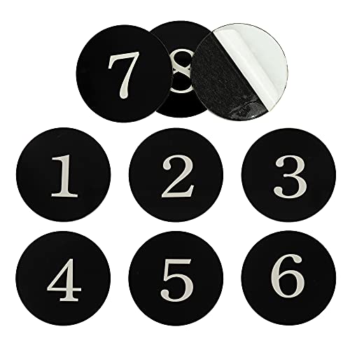 StayMax Acryl Rund Spind Nummer Tag Aufkleber Türschild Hausnummer Zimmernummer mit Selbstklebeband (1-25, schwarz) von StayMax