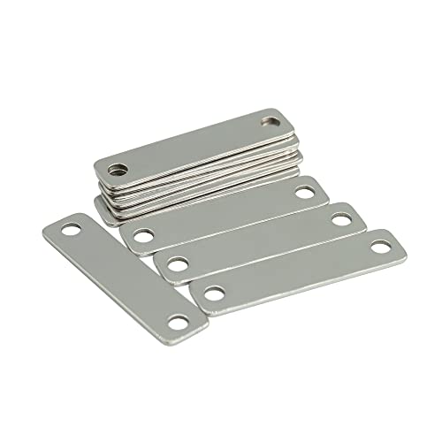 StayMax Metallgravur-Rohlinge Stanzrohlinge aus 304 Edelstahl, rechteckig, blanko, mit 2 Löchern, 25 Stück, 4 cm x 1 cm von StayMax