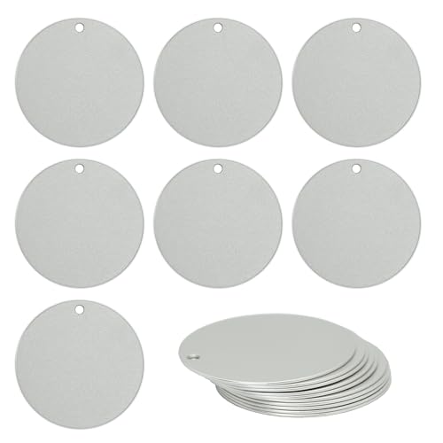 StayMax Runde eloxierte Aluminium-Gravurrohlinge, Etiketten, Stanzrohlinge, 25 Stück (Silber) von StayMax