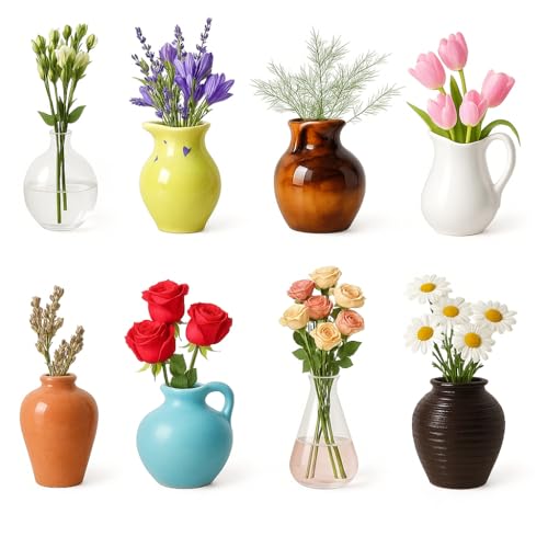 Stayins Mini Vase Magnet Mini Vasen Deko Set kleine Vasen Kühlschrank magnetisch von Stayins