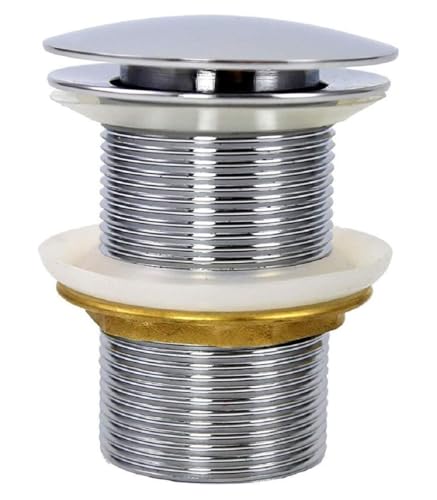Rund Pop-Up Waschbeckenstöpsel Push Open Ablaufventil für Waschbecken & Waschtisch Modernes Abflussgarnitur Ohne Überlauf - G1 1/2" Messing Verchromt Rund Pop-Up Waschbeckenstöpsel Push Open Ablaufventil für Waschbecken & Waschtisch Modernes Abflussgarnitur Ohne Überlauf - G1 1/2" Messing Verchromt von Stceaol