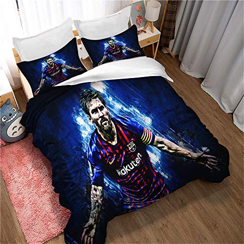 3-teiliges Doppeltes Bettbezug-Set Lionel Messi Bettwäsche Quilt Bettbezug Für Mädchen, Ultra Soft Microfiber Hypoallergenic (135 x 200 cm,Stil 01) von Ste-X