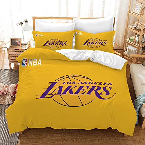 Bett Set Basketball Team Multicolor Bettbezug Kissenbezüge Gebürsteter Stoff Bettwäsche Bettdecke Bettwäsche Set (135 x 200 cm,LOS Angeles Lakers) von Ste-X