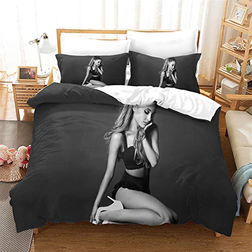 Bettbezug Mit 2 Kissenbezügen Ariana Grande Bettwäsche Mit Reißverschluss Mikrofaser Double Size Bettwäsche Set (Stil 04,135 x 200 cm) von Ste-X