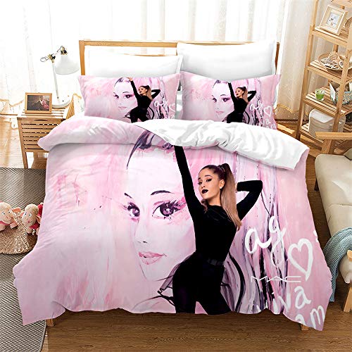 Bettbezug Mit 2 Kissenbezügen Ariana Grande Bettwäsche Mit Reißverschluss Mikrofaser Double Size Bettwäsche Set (Stil 10,135 x 200 cm) von Ste-X