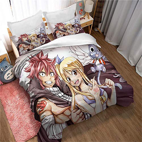 Bettfeste Bettbezüge Aus Eisen 3 PCS Reißverschluss Mit Glattem Samt, Der Sich Flauschig Und Warm Anfühlt, Um Im Winter Zu Schlafen - Fairy Tail Naz (03,135 x 200 cm) von Ste-X