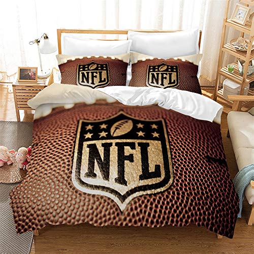 Bettwäsche-Set, Fadendichte 200, Baumwollsatin, Bettbezug Single Size Double Size Und Zwei Kissenbezüge, 75X50cm, Anti-Milbe, NFL-Team, Fußball (200 x 200 cm,Muster 08) von Ste-X