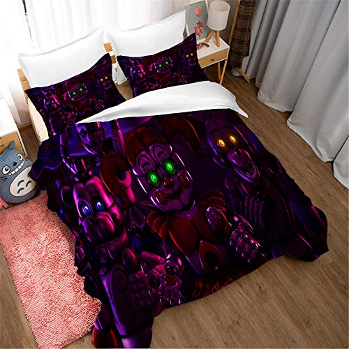 Five Nights at Freddy's: Sister Location 3-teiliges Bettbezug-Set Aus ägyptischer Baumwolle Mit Fadenzahl 200, Premium-Bettwäsche-Kollektion (135x200cm,Muster 03) von Ste-X