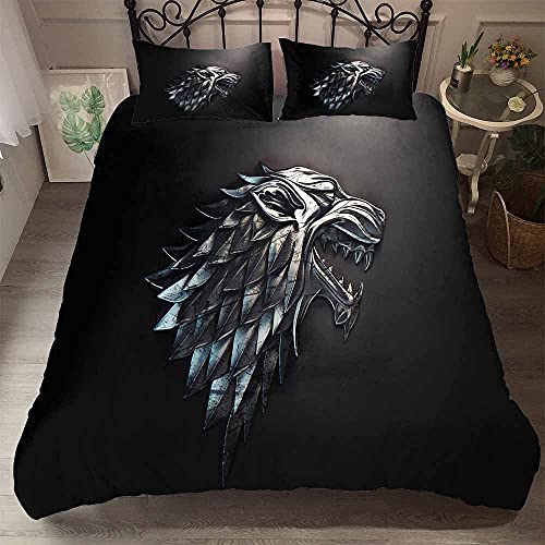 Kinder Bettbezug Set Single Game of Thrones Bettwäsche-Set Trösterbezug Cartoon Tagesdecke Für Kinder Mit Kissenbezug,Weicher Reißverschluss (135 x 200 cm,Habe 04) von Ste-X