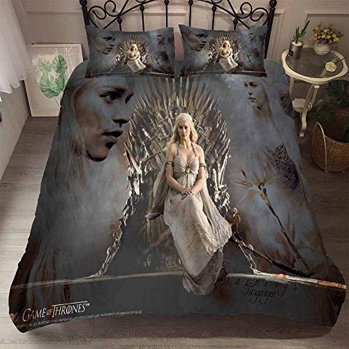 Ste-X 3-teiliges Bettbezug-Set Double Game of Thrones Bedruckte Bettwäsche Bettbezug Mit Reißverschluss Für Mädchen, Ultraweiche Mikrofaser-Bettwäsche (200x200cm,GOT 02) von Ste-X