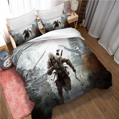 Ste-X Assassin's Creed Bettbezug-Set Rot Blau Inklusive 2 Kissenbezügen (135x200cm,Assassin's Creed 02) von Ste-X