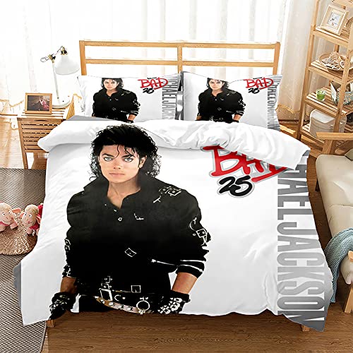 Ste-X Bettbezug-Set, 3-teiliges Michael Jackson-Bettwäsche-Set, Weiche Mikrofaser, Pflegeleicht, Bettbezug Mit 2 Kissenbezügen, Für Teenager, Mädchen, Kinder, Wende-Bettwäsche-Set (135x200cm,MJ 07) von Ste-X