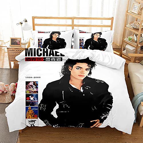 Ste-X Bettbezug-Set, 3-teiliges Michael Jackson-Bettwäsche-Set, Weiche Mikrofaser, Pflegeleicht, Bettbezug Mit 2 Kissenbezügen, Für Teenager, Mädchen, Kinder, Wende-Bettwäsche-Set (135x200cm,MJ 04) von Ste-X