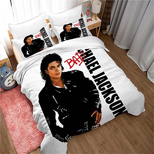 Ste-X Bettwäsche 200 X 200, Michael Jackson, Idolsänger Bettbezug-Set Und 2 Kissenbezüge 80 X 80 cm, 3-teiliges Weiches, Flauschiges Bettwäsche-Set Mit Reißverschluss (135x200cm,Muster 01) von Ste-X