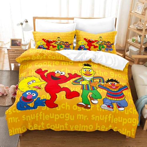 Ste-X Bettwäscheset 135 X 200 cm, Mehrere Größen, Sesamstraße, Bettbezug 100% Weiche, Bequeme Mikrofaser + 2 Kissenbezüge 80 X 80 cm (135x200cm,SS 02) von Ste-X